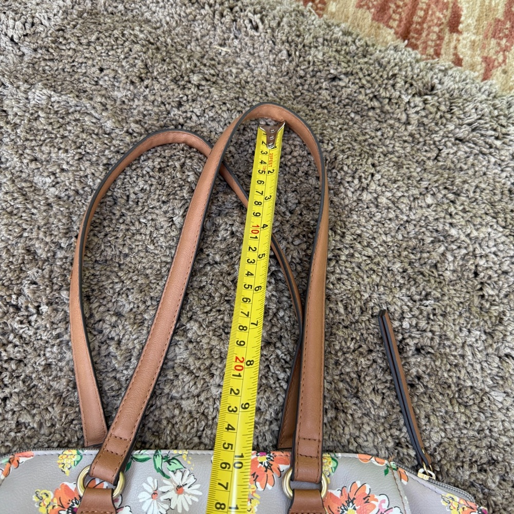 Rosetti floral print shoulder bag with a gray base and a brown strap - Picture 6 of 9